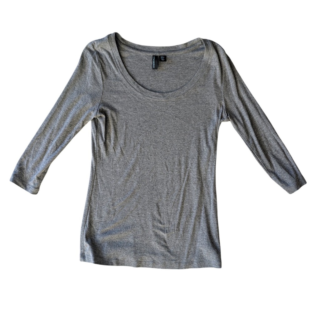 Cynthia Rowley Women's Gray Long Sleeve Scoop Neck Basic Top Size M Cotton Blend